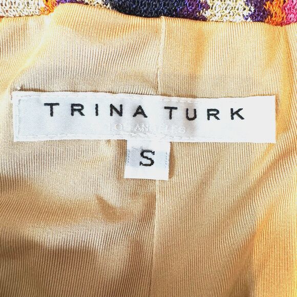 Trina Turk Wide-leg Eden Pants Size Small Orange Multi Metallic Knit Summer Chic - Picture 7 of 12